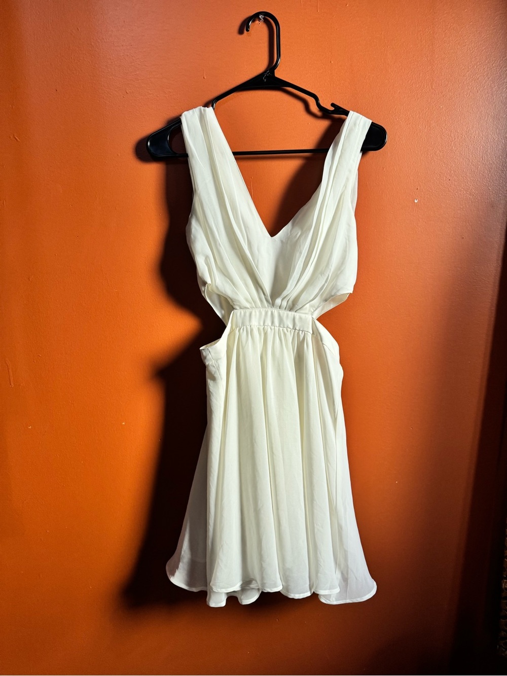 ASOS Cream Backless V-Neck Chiffon Dress